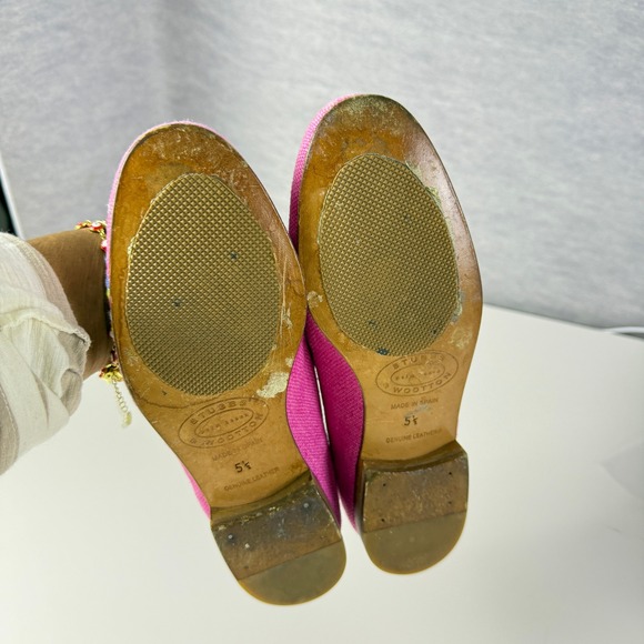 Stubbs & Wootton Womens Pink Embroidered Peacock Leather Loafers Flats Shoes 5.5 - Picture 8 of 11